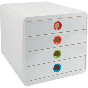 POLYBAC POP-BOX 4 TIROIRS FERMES BLANC/ARLEQUIN