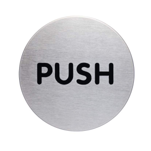 PLAQUE DE SIGNALISATION "PUSH" DIAMETRE 65mm AUTOCOLLANTE"