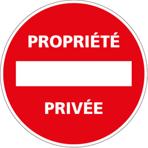 PANNEAU SIGNALETIQUE ADHESIF PVC DIAM. 25cm "PROPRIETE PRIVEE"