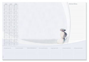 SOUS-MAINS PAPIER 59.5/41 HARMONIE CALENDRIER 3 ANNEES SIGEL