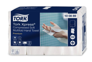 ESSUIE-MAINS EN Z 2 PLIS TORK XPRESS COMPRESED SOFT H2 BLC 21x24cm - boîte de 12x225