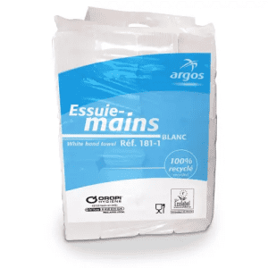 ESSUIE-MAINS EN V 2 PLIS GAUFRE RECYCLE BLANC - paquet de 20x200