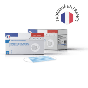 MASQUE CHIRURGICAL 3 PLIS CLASSE 2R BLEU - boîte de 50
