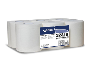 BOBINE D'ESSUYAGE 2 PLIS A DEVIDAGE CENTRAL 153m BLANC MAXIPULL SMART CELTEX - paquet de 6