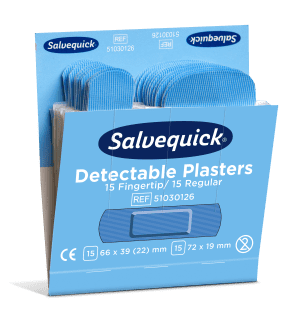 PANSEMENT DETECTABLE STANDARD/BOUT DES DOIGTS BLEU SALVEQUICK - boîte de 30