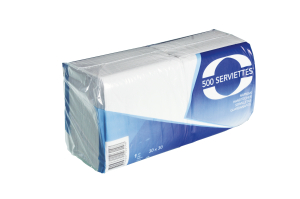 SERVIETTE DE TABLE JETABLE 30x30 1 PLI BLANC - paquet de 5000