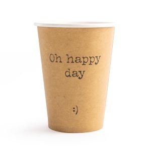 GOBELET CARTON BIO 18cl BRUN KARFT "HAPPINESS" - boîte de 1000