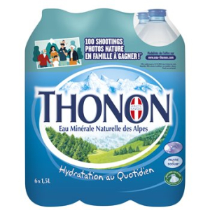 EAU MINERALE NATURELLE PLATE THONON 1.5L - paquet de 6
