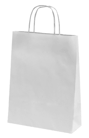 SAC KRAFT POIGNEES TORSADÉES BLANC 90G 14+8x21cm