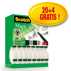 RUBAN ADHESIF SCOTCH MAGIC TAPE 810 19/33 "PROMO PACK 20+4 GRATUITS" - paquet de 20+4