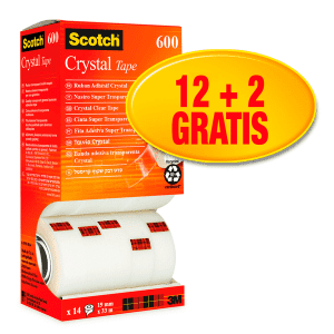RUBAN ADHESIF CRYSTAL 600 19x33 VALUE PACK 12+2 GRATUITS - paquet de 12+2