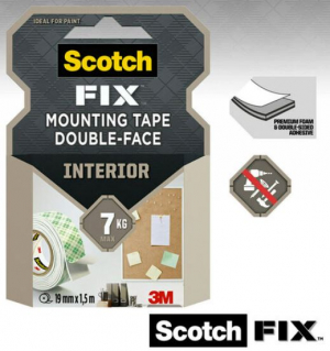 RUBAN ADHESIF DOUBLE FACE 19mm/1.5m MOUNTING TAPE INTERIEUR SCOTCH