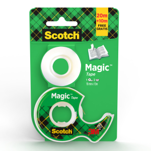 RUBAN ADHESIF MAGIC 19mmx15m AVEC DEROULEUR SCOTCH + 1 ROULEAU GRATUIT