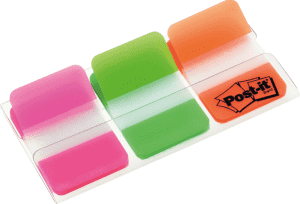 MARQUE-PAGES POST-IT INDEX 686 RIGIDE 25mm ORANGE/VERT/ROSE