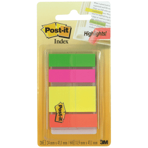 MARQUE-PAGES POST-IT INDEX TRANSLUCIDE 4 COULEURS ASSORTIES