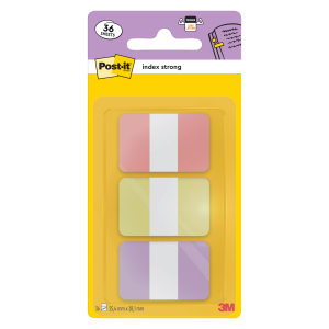 MARQUE-PAGES POST-IT INDEX 686 PASTEL RIGIDE 25mm ROSE/JAUNE/VIOLET