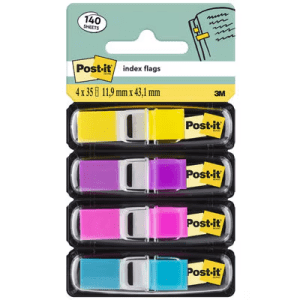 MARQUE-PAGES POST-IT INDEX MINI 4 COULEURS NEON ASSORTIES