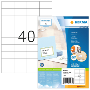 ETIQUETTE HERMA PREMIUM 52.5/29.7 4461 - boîte de 4000