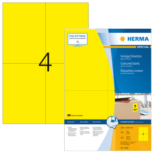 ETIQUETTE HERMA 105/148 JAUNE 4396 - boîte de 400