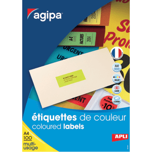 ETIQUETTE AGIPA 210/297 Vert FLUO - boîte de 100