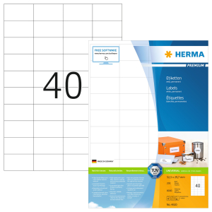 ETIQUETTE HERMA PREMIUM 52.5/29.7 4610 - boîte de 8000