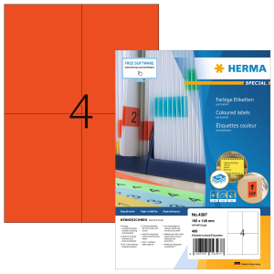 ETIQUETTE HERMA 105/148 ROUGE 4397 - boîte de 400