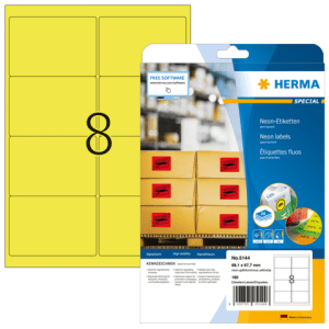 ETIQUETTE HERMA 99.1/67.7 JAUNE FLUO 5144 - boîte de 160