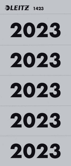 ETIQUETTE DORSALE "2023" LEITZ 1423 GRIS - paquet de 100