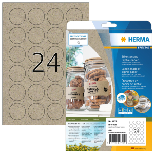 ETIQUETTE HERMA SILPHIE Diam. 40mm RONDE BRUN NATUREL 10761 - boîte de 480