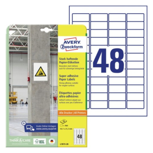 ETIQUETTE AVERY EXTRA FORTE 45.7/21.2 BLANC L7873 - boîte de 960