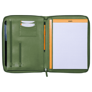 CONFERENCIER A4 AVEC FERMETURE ECLAIR RHODIA VERT SAUGE