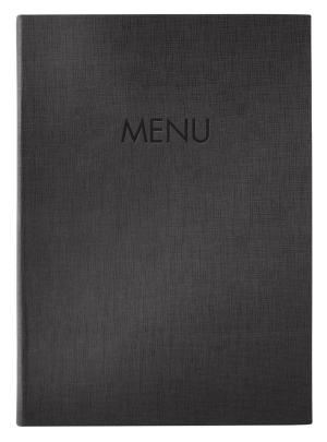 FARDE A 8 POCHETTES A4 GRIS "MENU" COUVERTURE RIGIDE