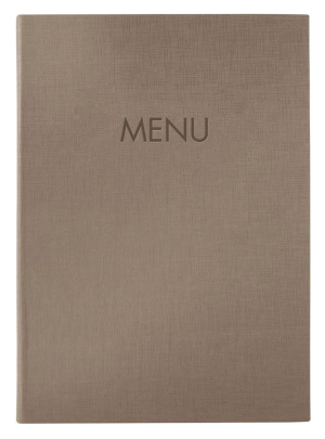 FARDE A 8 POCHETTES A4 BRUN "MENU" COUVERTURE RIGIDE