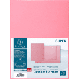 CHEMISE 2 RABATS 24/32 ROSE SUPER 250 - paquet de 50