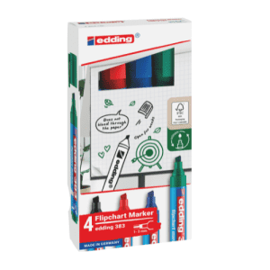 MARQUEUR FLIPCHART BISEAUTE EDDING 383 ASSORTIS - pochette de 4