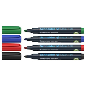 MARQUEUR PERMANENT 1.5mm SCHNEIDER MAXX 130 ASSORTIS - boîte de 4