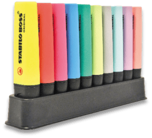 SURLIGNEUR STABILO BOSS DESKSET FLUO ET PASTEL ASSORTI 10 COULEURS