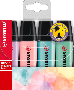 SURLIGNEUR STABILO BOSS ORIGINAL PASTEL ASSORTIS - paquet de 4