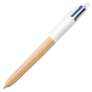 STYLO BILLE 4 COULEURS BIC WOOD STYLE POINTE MOYENNE