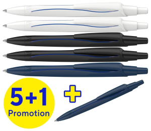 STYLO BILLE SCHNEIDER RECO POINTE BLEU RETRACTABLE COULEURS ASSORTIES VALUE PACK 5+1 - boîte de 6