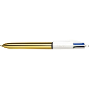 STYLO BILLE 4 COULEURS BIC CORPS SHINE GOLD POINTE MOYENNE