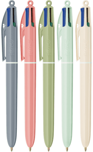 STYLO BILLE 4 COULEURS BIC MINERAL TONES POINTE MOYENNE