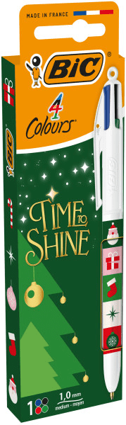 STYLO BILLE 4 COULEURS BIC X-MAS POINTE MOYENNE