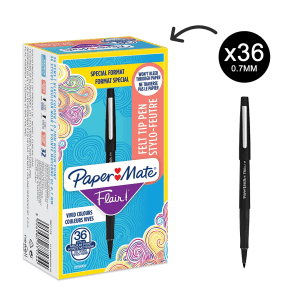 STYLO FEUTRE PAPER-MATE FLAIR NOIR VALUE PACK 30+6 - boîte de 36