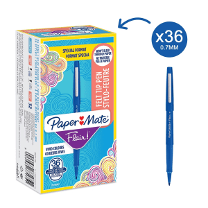 STYLO FEUTRE PAPER-MATE FLAIR BLEU VALUE PACK 30+6 - boîte de 36