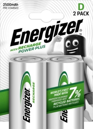 ACCU RECHARGEABLE D-HR20-NH50 2500MAH POWER PLUS ENERGIZER - paquet de 2