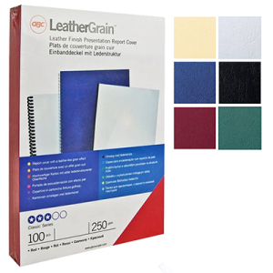 COUVERTURE POUR SPIRALE CARTON ASPECT CUIR BLANC 250GR - boîte de 100