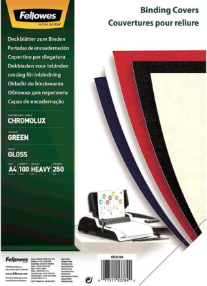 COUVERTURE POUR SPIRALE CARTON BRILLANT CHROMOLUX VERT 250Gr - boîte de 100