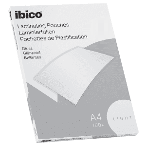 POCHETTE DE PLASTIFICATION A4 2x65 MICRONS GLOSS IBICO BASIC LIGHT - boîte de 100