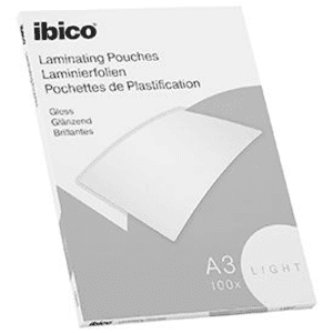 POCHETTE DE PLASTIFICATION A3 2x65 MICRONS GLOSS IBICO BASIC LIGHT - boîte de 100